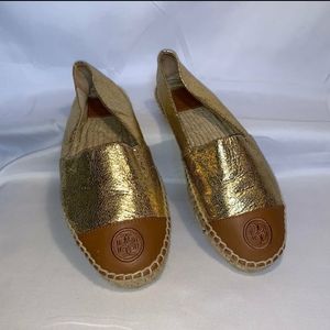 Tory Burch Espadrille gold and brown size 9.5